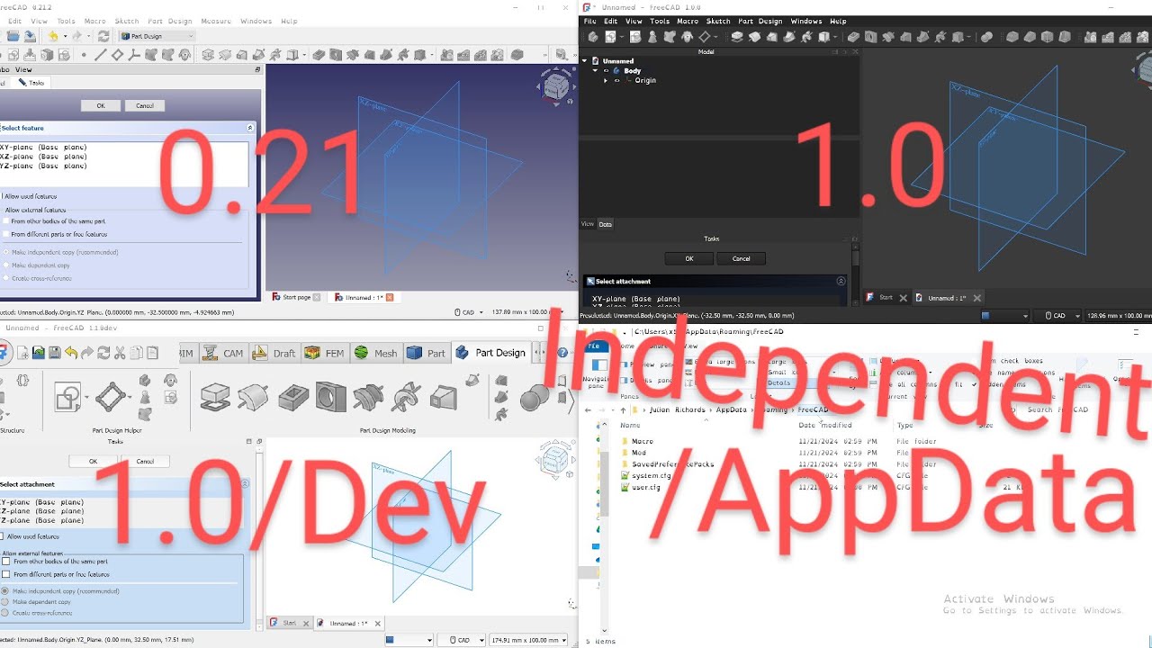 FreeCAD independent AppDATA Manage Multiple Versions FREECAD_USER_HOME
