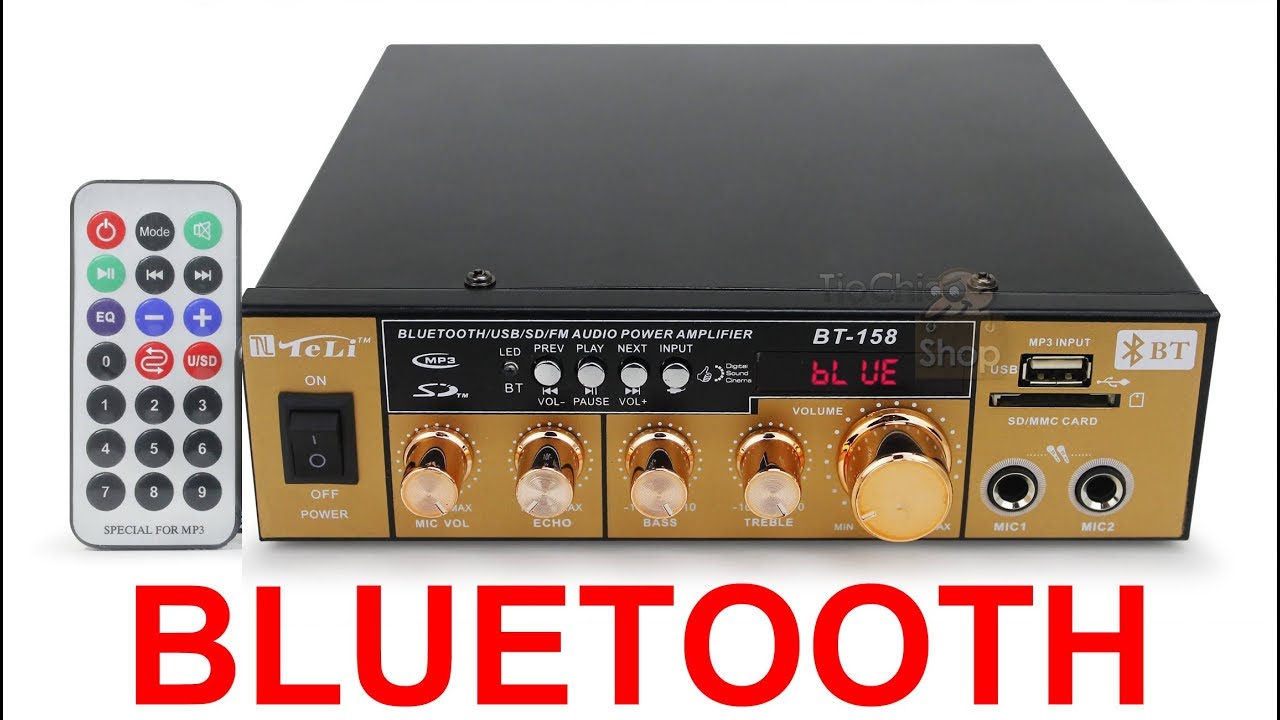 Amplificador de Áudio Receiver Bluetooth P10 Microfone Aux RCA FM TioChicoShop