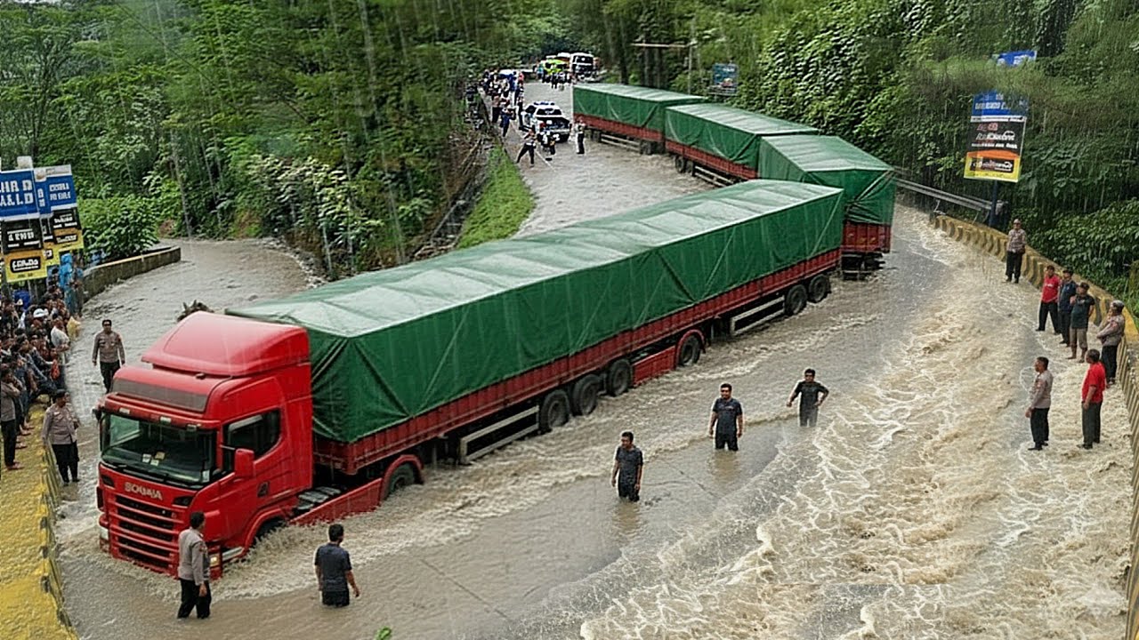 DRAMA TERGILA & TERSULIT !!! Truk Muatan Super Panjang Terjebak Gagal Total Lewat Tikungan Menanjak 