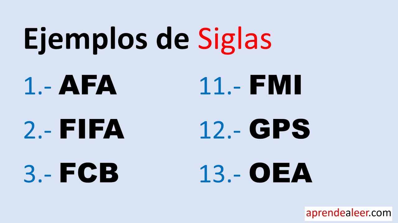 20 ejemplos de siglas
