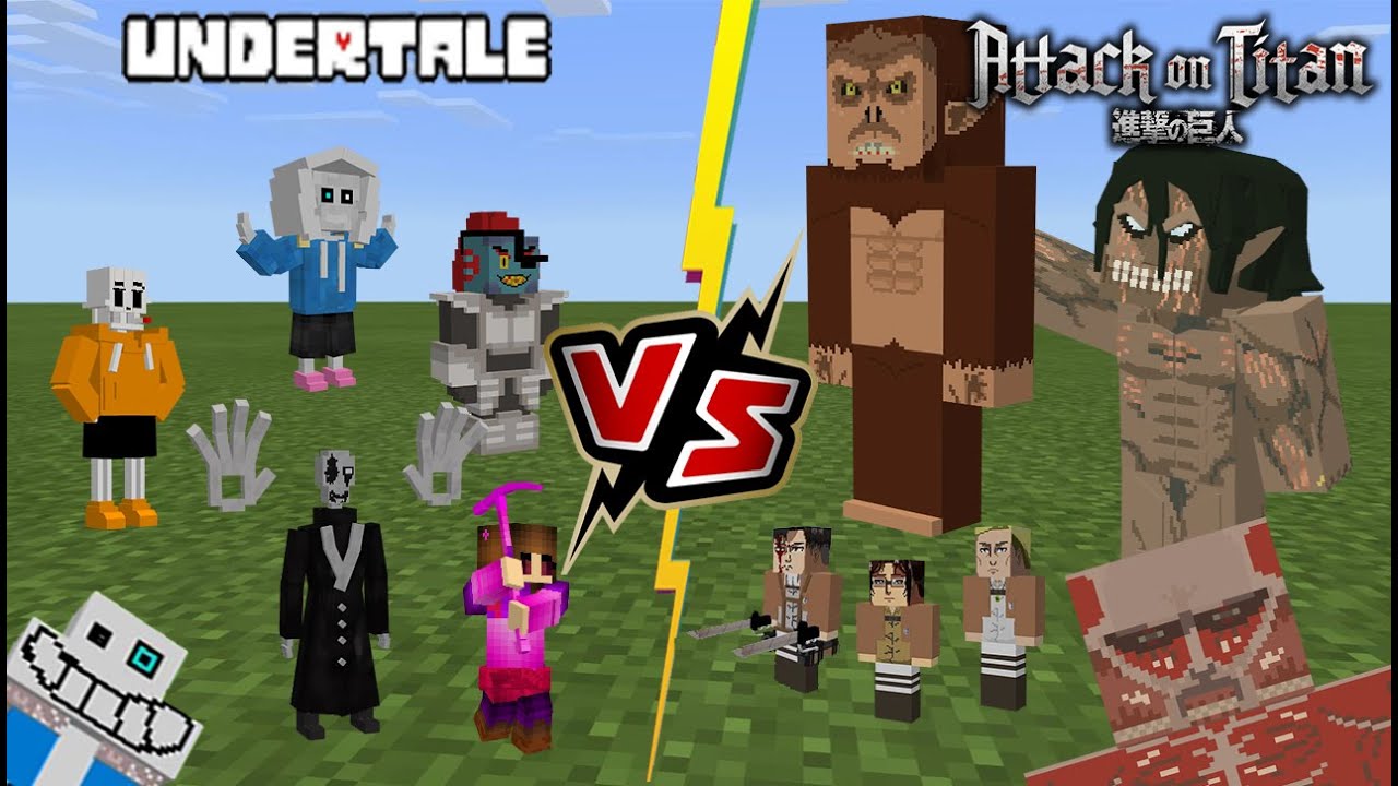 Undertale VS Attack on Titan (Shingeki No Kyojin) (Eren have a BaD ToMM??) Minecraft PE