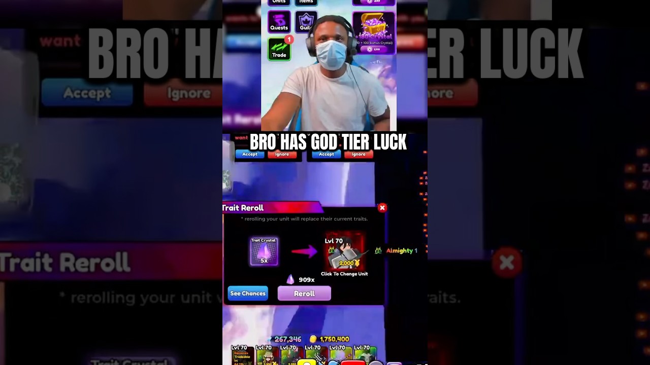 The Luckiest Trait Roll In Roblox Anime Defenders