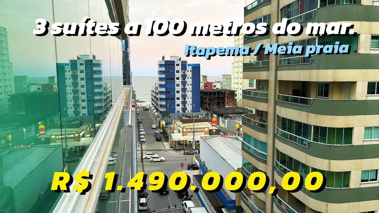 (Vendido) Apê de 3 suítes a 100 metros do mar a venda em Itapema na Meia Praia,