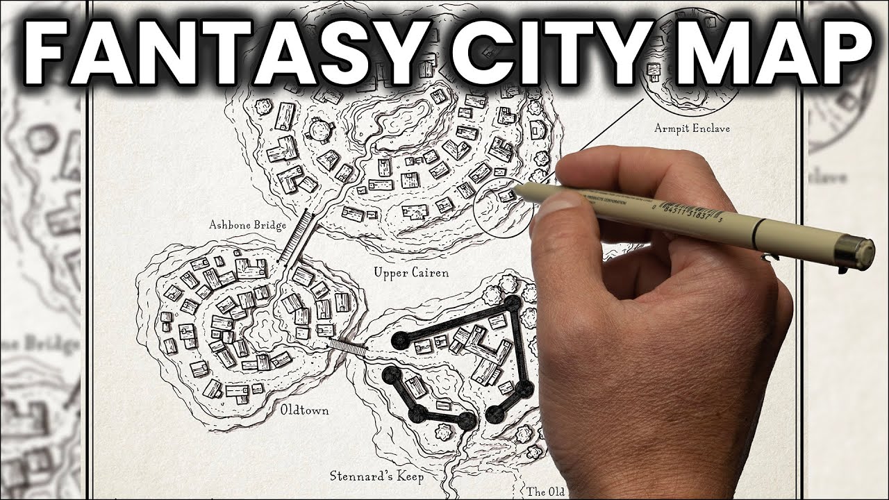 How to Draw a fantasy D&D City or Town Map for your campaign