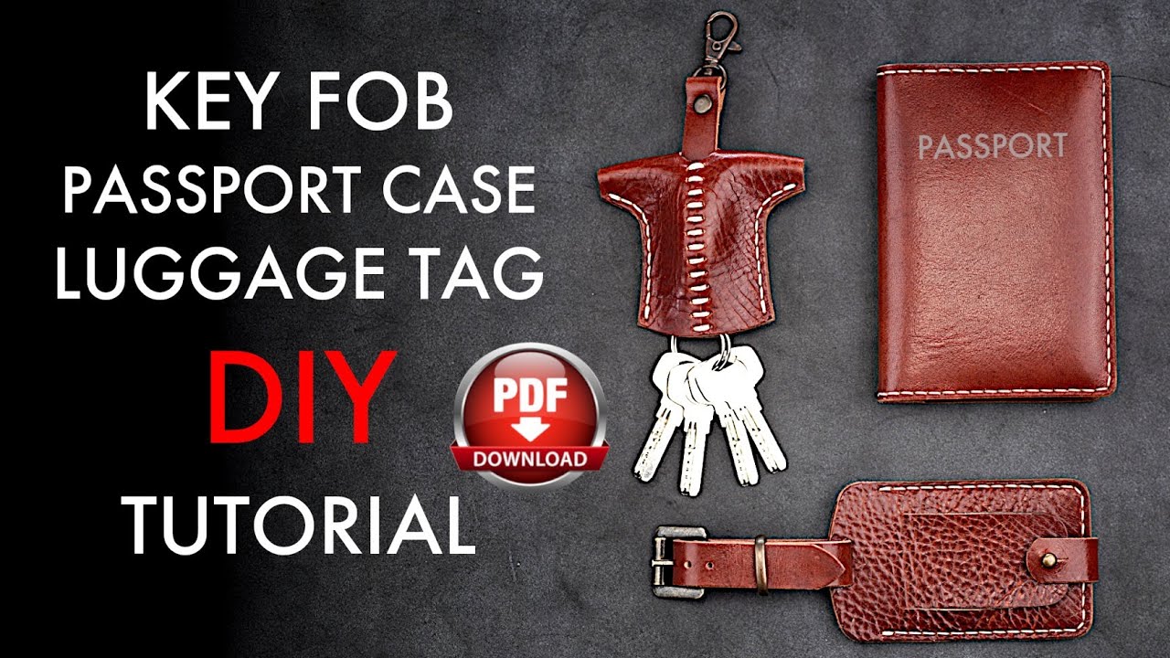 Leather Patterns Set - Key Fob - Passport Cover - Luggage Tag - DIY
