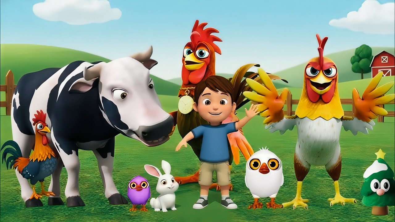 El Pollito Pio 3D - Canciones de la Granja deZenón -el Pollito y el Tractor de lagranja vaca