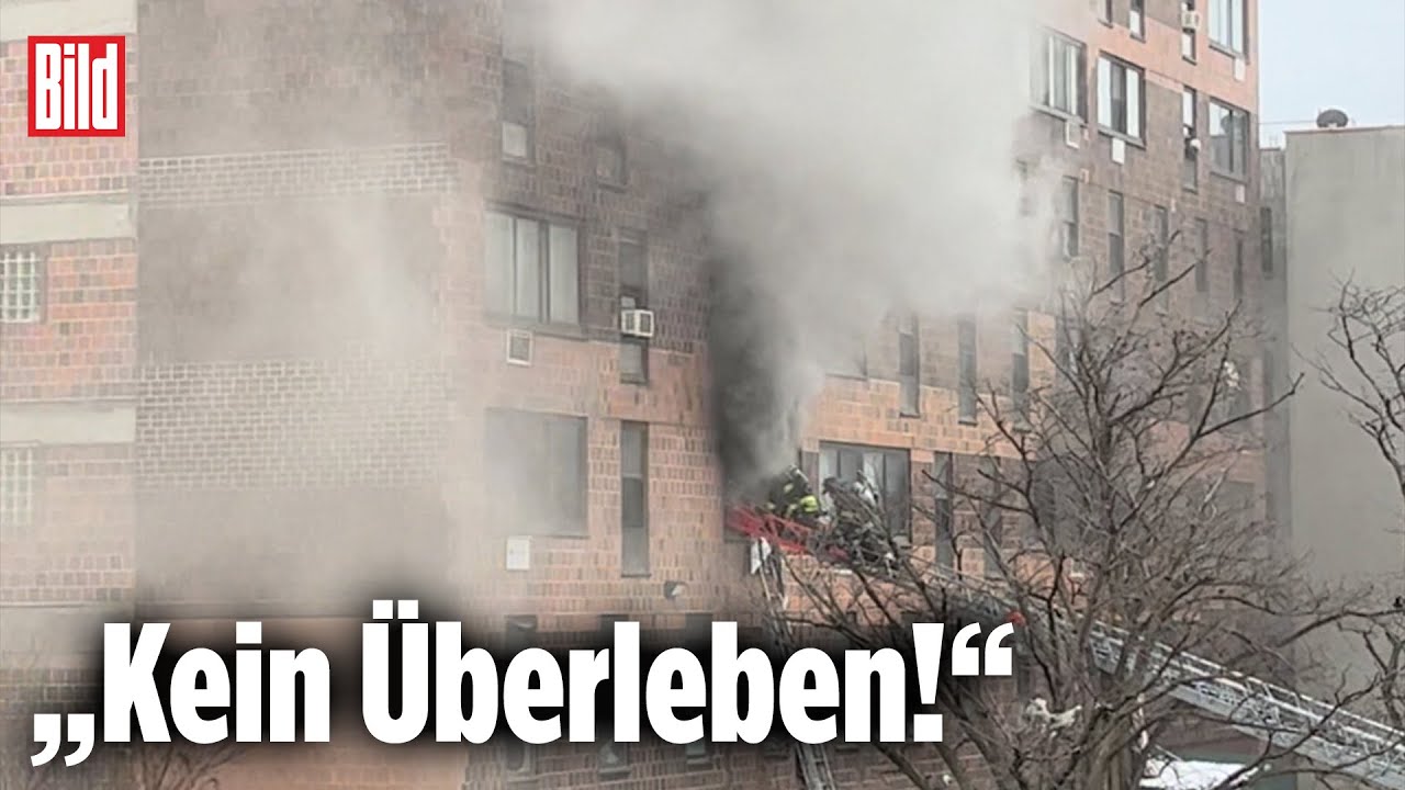 Hochhaus brennt, Menschen trommeln gegen Fenster | New York
