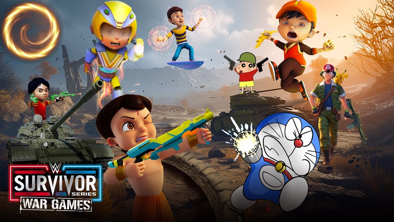 Rudra & Shiva & Vir & Bheem vs Ash & Doraemon &  Shinchan & Boboiboy - WAR GAMES