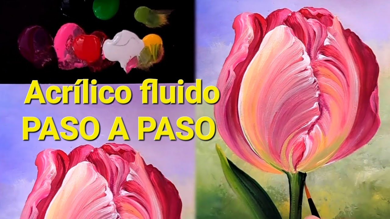 Como pintar una flor tulipán con #pinturaacrilica Tulip painting tutorial #flowerartwork #arte #art