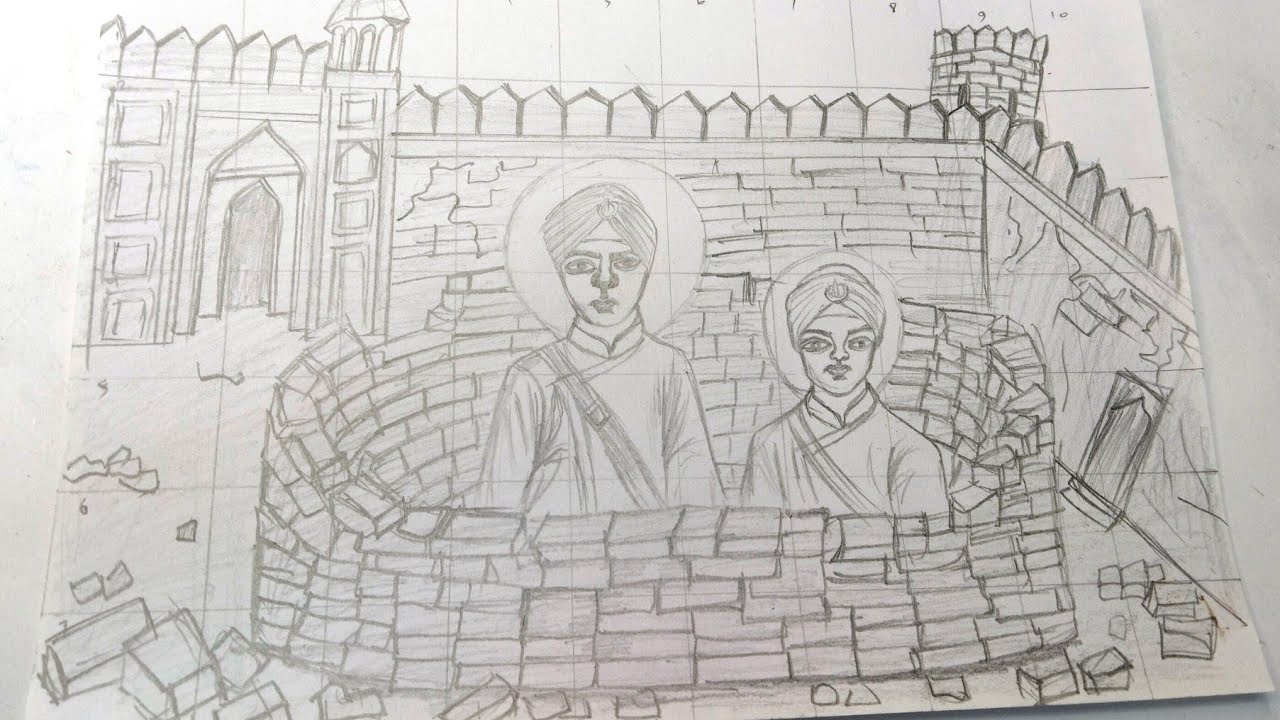 Veer Bal Diwas Drawing,Sikh History Drawing,Veer Bal Diwas Special Drawing,Sikh Warrior Drawing