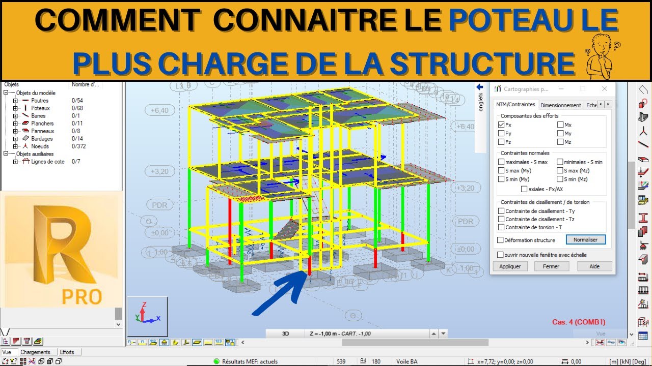 RSA 02: COMMENT CONNAITRE LE POTEAU LE PLUS CHARGE DE LA STRUCTURE SUR LE LOGICIEL ROBOT STRUCTURAL?