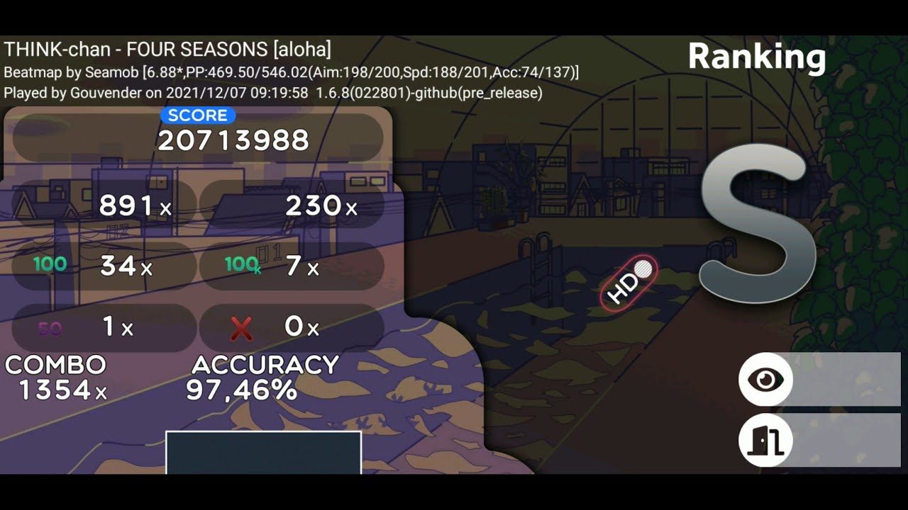 [osu!droid] THINK-chan - FOUR SEASONS [aloha] (Seamob) +HD 97.46% FC! #2
