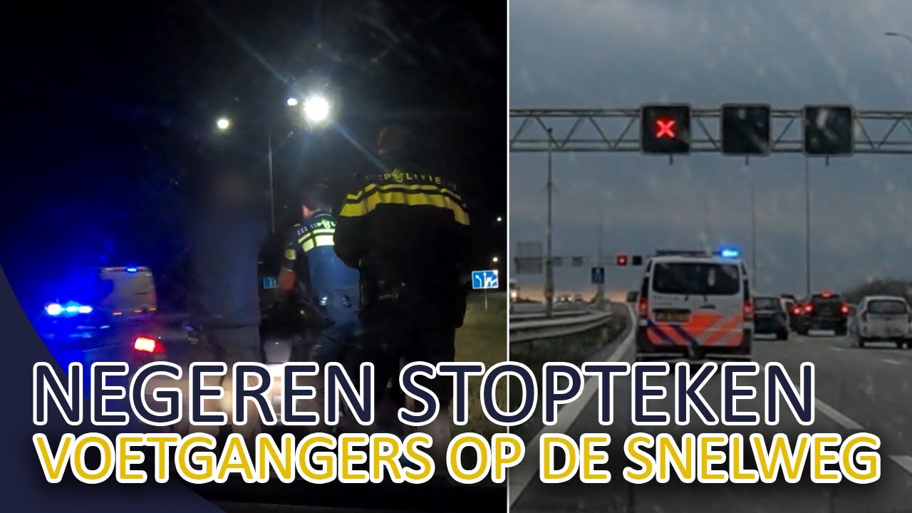 Politie - Middagdienst | Voetgangers op de snelweg | Negeren stopteken | Team Lekpoort