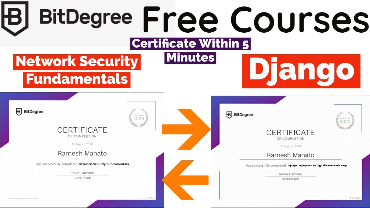 BitDegree 50+ Free Courses | Free Certificate | Network Security Fundamentals | Django