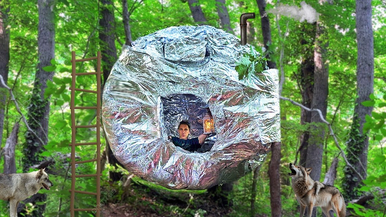 Crazy house with aluminum foil balls on 2 floors!