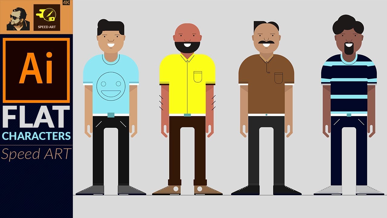Flat Characters Design in Adobe illustrator | Part 01|  Speed Art