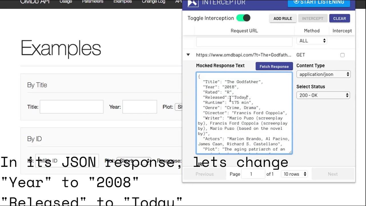 Interceptor Extension : Adding an interceptor rule to intercept a HTTP request