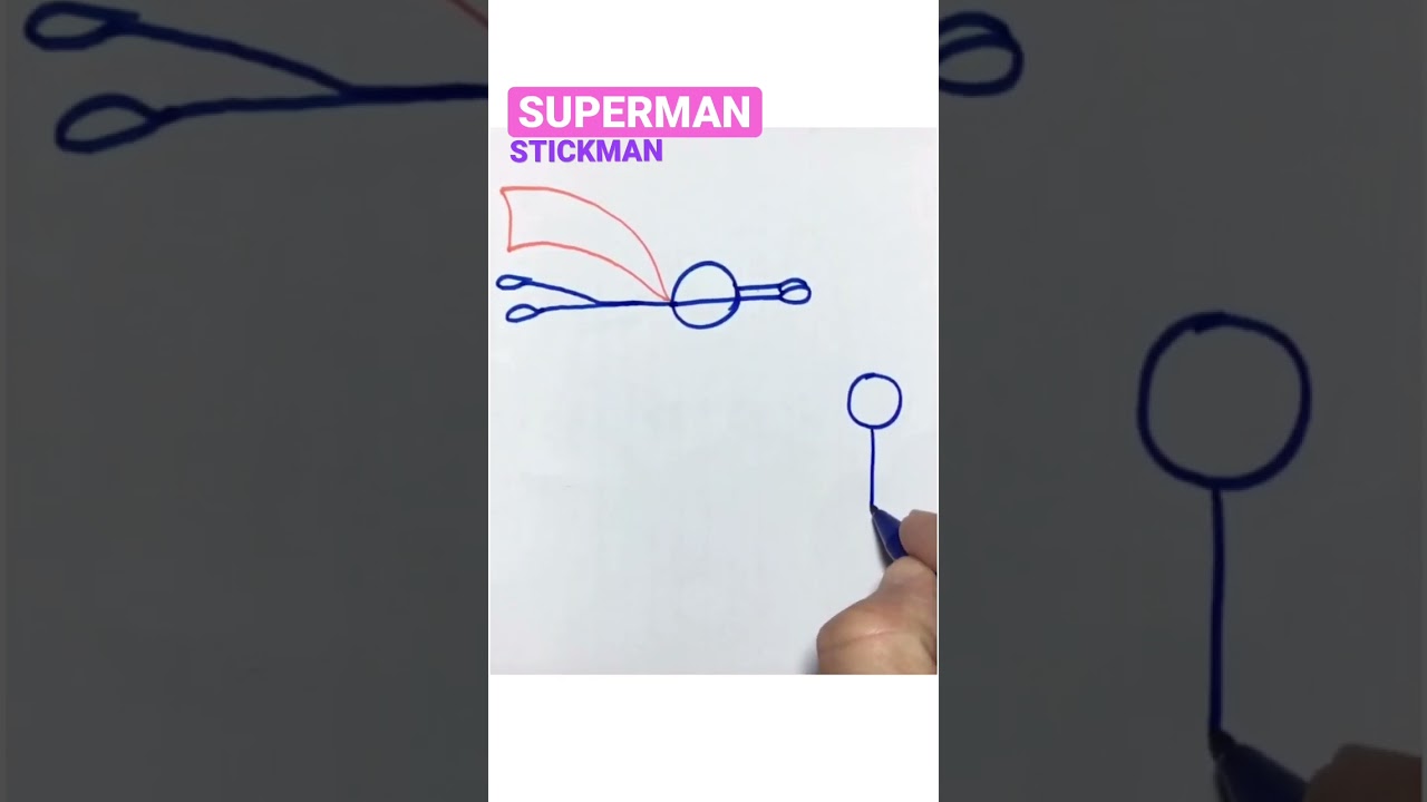 SUPERMAN 👬STICKMAN SUPER EASY DRAWING - #shorts