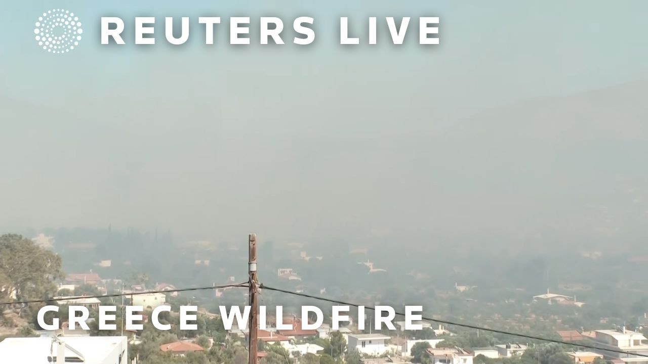 LIVE: Wildfire burns in the outskirts of Koropi, near Athens, Greece