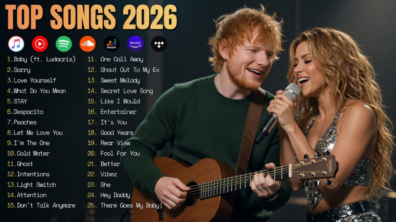Top Hits 2026 🚀 Ed Sheeran, Shakira, Justin Bieber, Maroon 5, Avicii | Trending English Songs