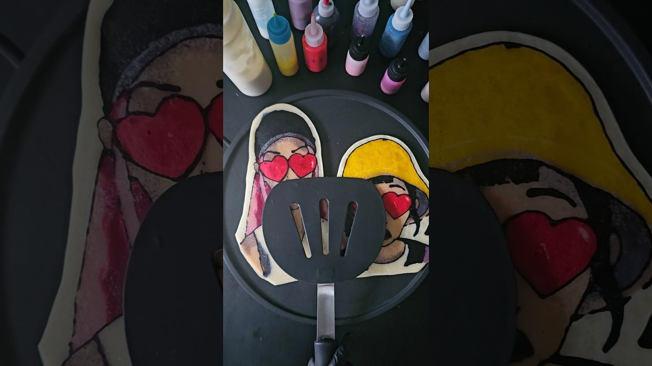 HUNTR/X Mira & Zoey making pancake art - Kpop Demon Hunters #kpopshorts #huntrix #kpop
