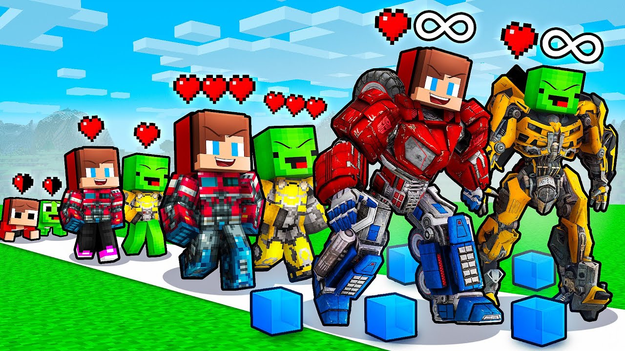 JJ and Mikey:Transformers Evolution Life Cycle in Minecraft - Maizen