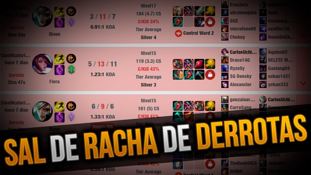 COMO SALIR DE UNA RACHA DE DERROTAS EN EL LOL?