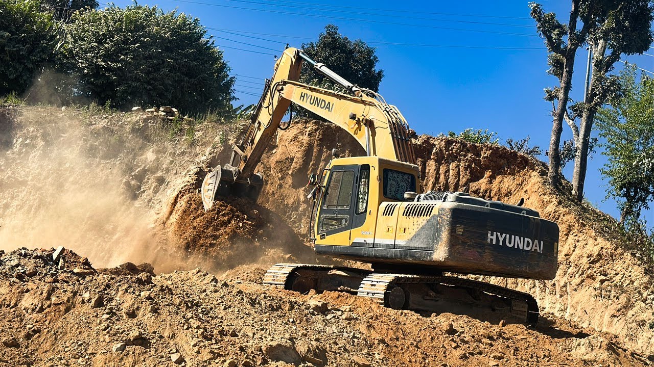 Mountain Road Construction With Excavator | Satisfying Road Leveling on Steep Hills