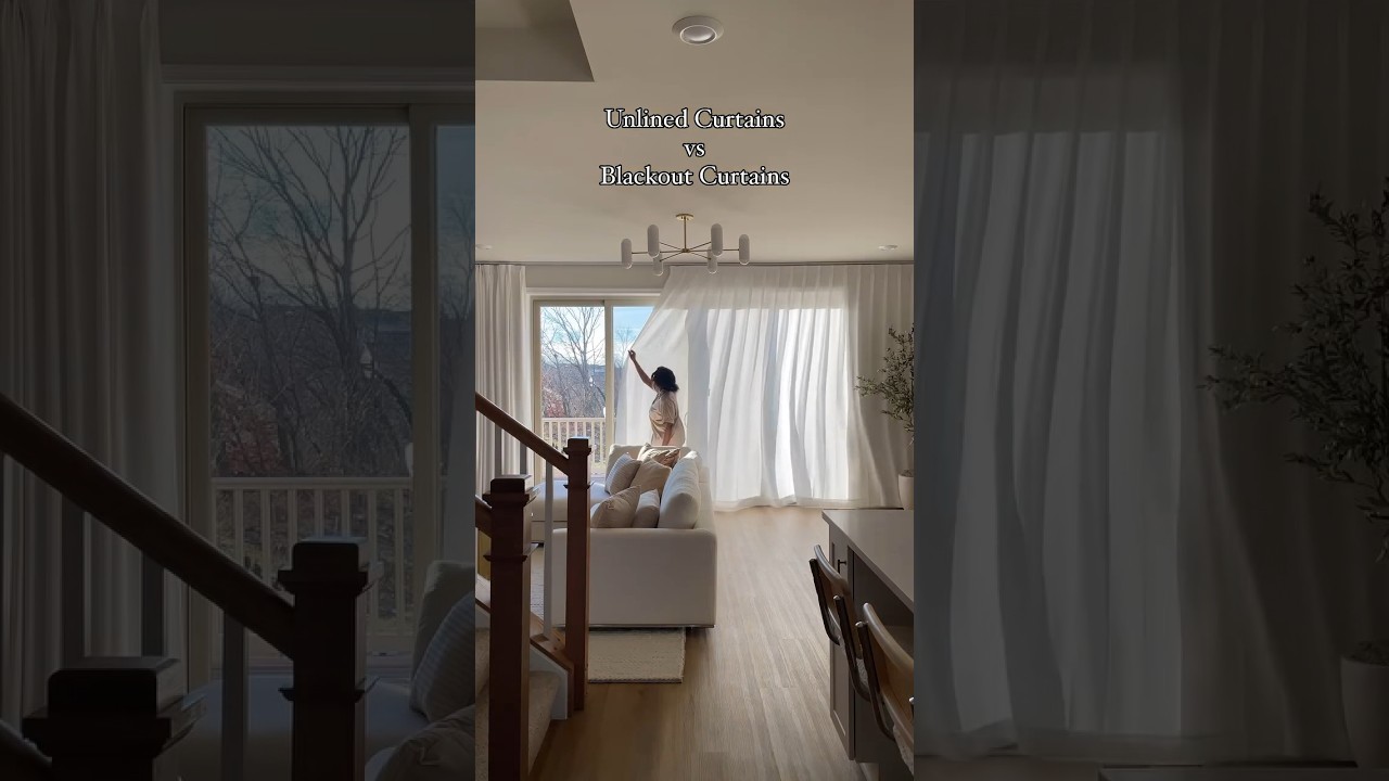 Blackout curtains vs unlined curtains? #blackoutcurtains #livingroomcurtain #bedroomdesign