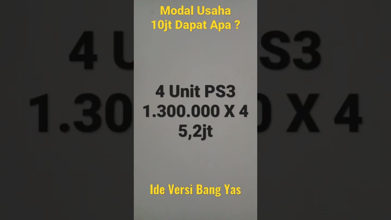 Modal Usaha 10jt - Rental PS3