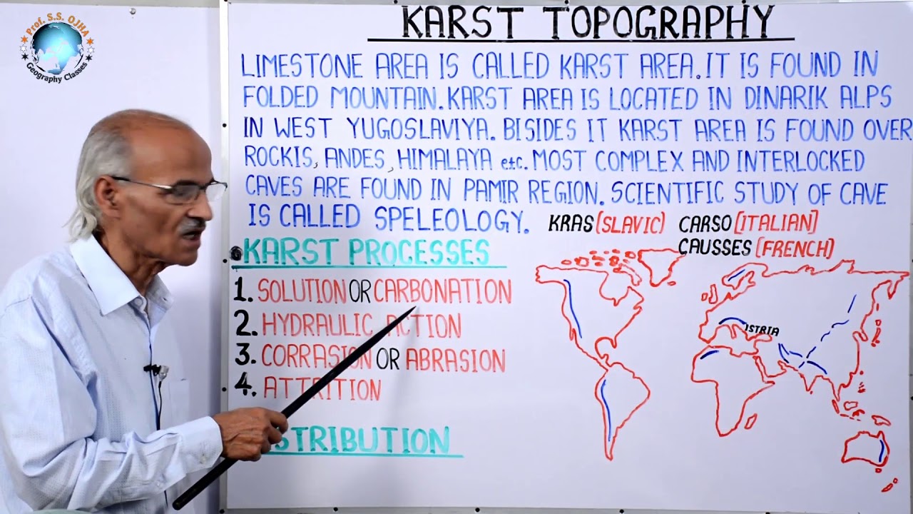 चुनापत्थर (कार्स्ट) स्थलाकृतियाँ (Karst Topography) | Process & Landforms |Part- 48| By- SS Ojha Sir