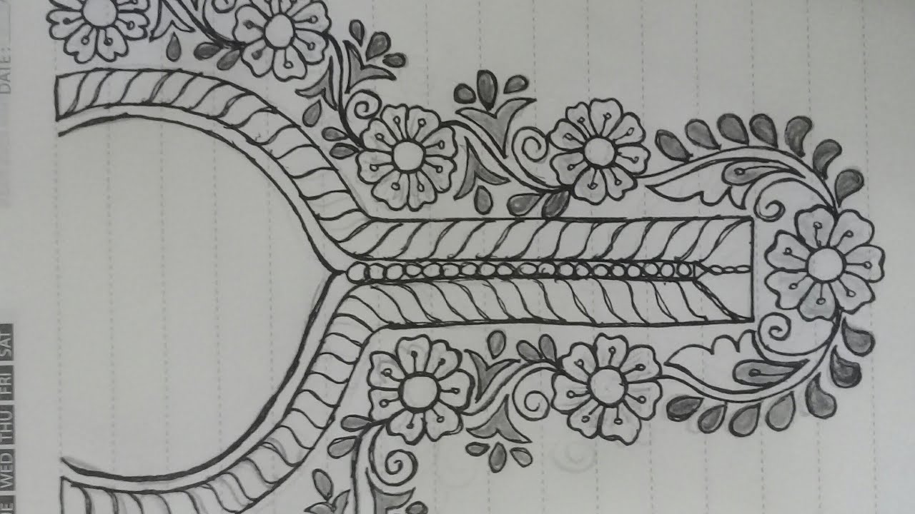 ফুলকারি জামার গলার ডিজাইন আঁকা|| Fullkari jamar neck design drawing||