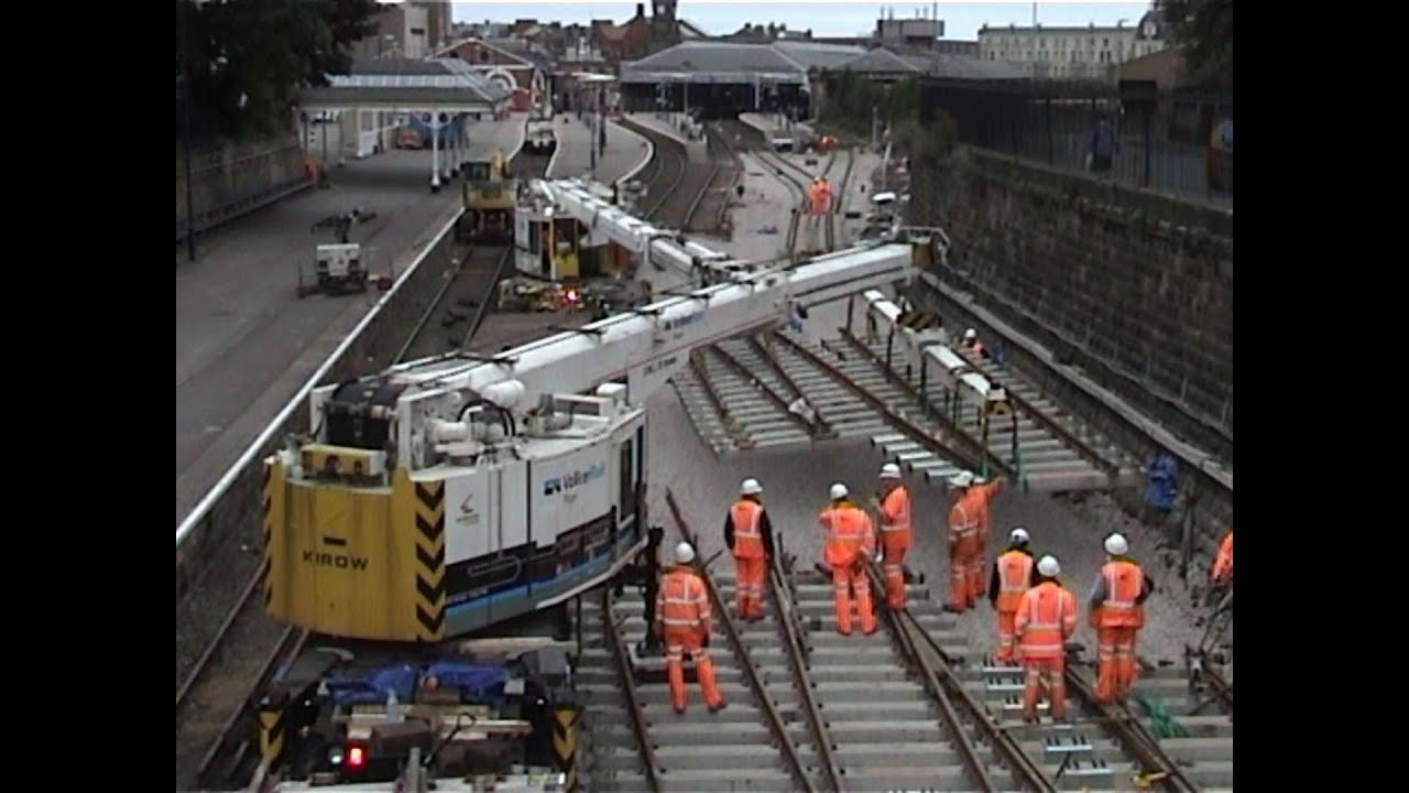 Two big Kirow cranes from Volker Rail arrive to put the new points in at Scarborough.#whitby #nymr