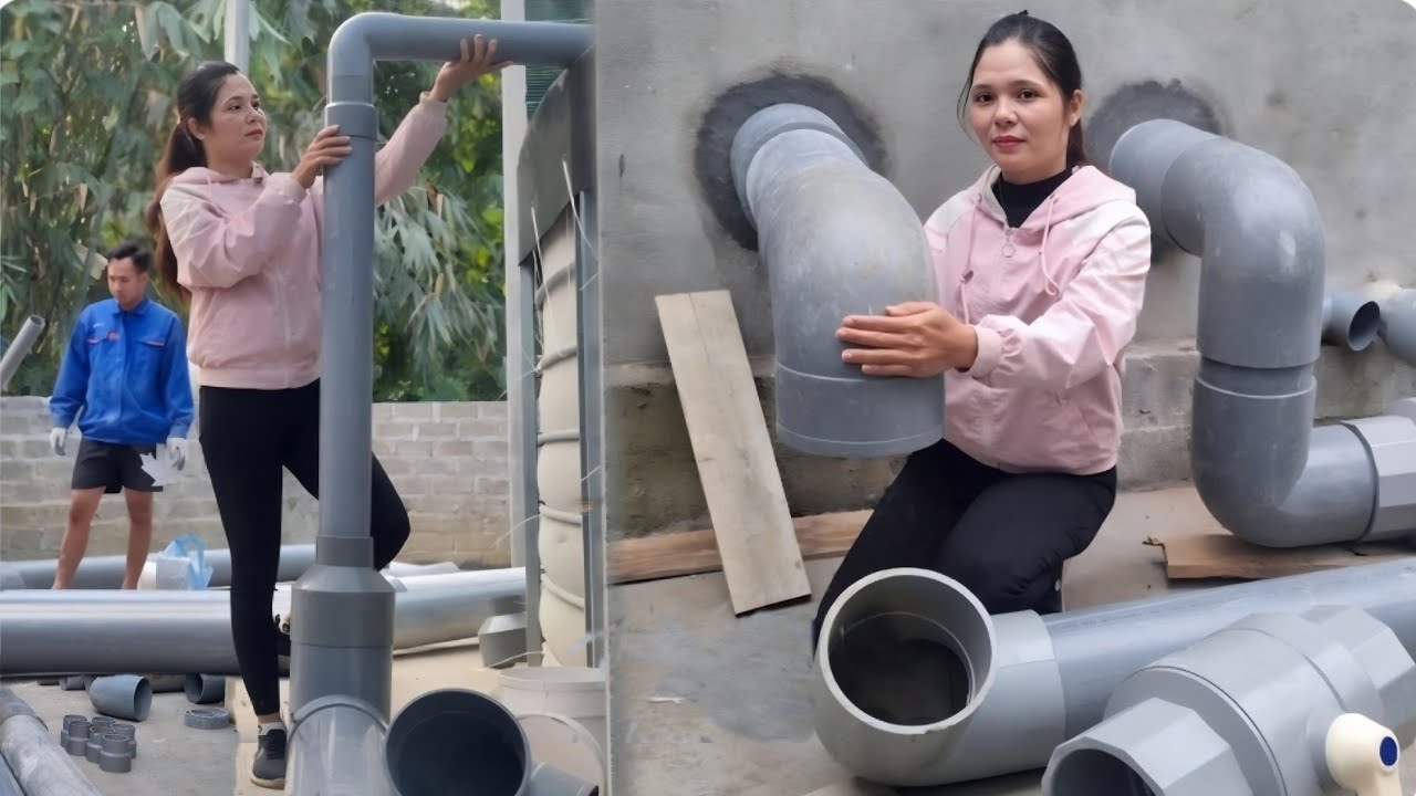 Construct a water supply system for the fish tanks using PVC pipes.