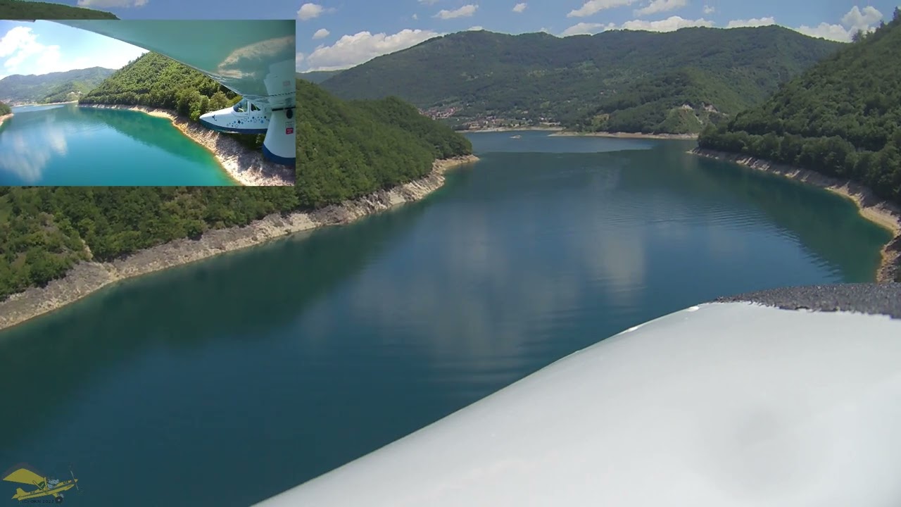 Piva river canyon LAKE LA-4 Buccaneer amphibian aircraft water landing.
