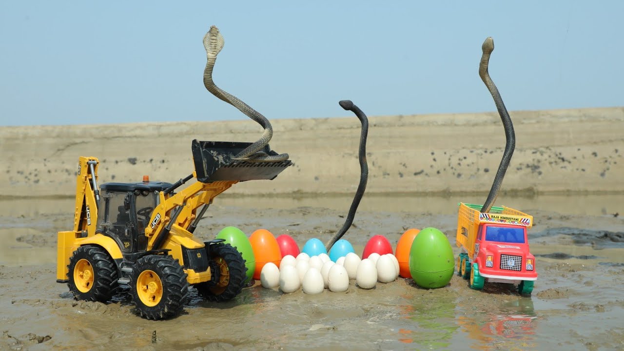Jcb Loading Snake Eggs Mahindra Tractor | Mt Tractor | PoLo Truck Accident Pulling Out JCB | CS Toy