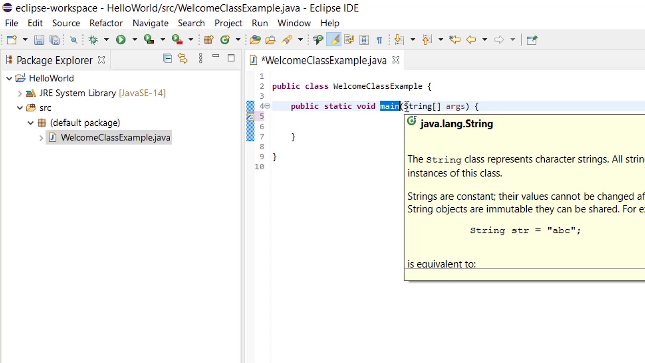 Пример Java Hello World в Eclipse