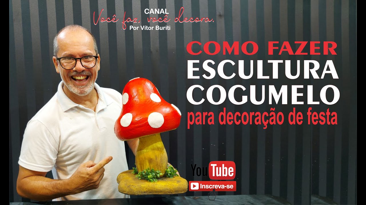 PASSO A PASSO DE COMO FAZER UMA ESCULTURA DE COGUMELO UTILIZANDO ISOPOR PARA DECORAÇÃO DE FESTA
