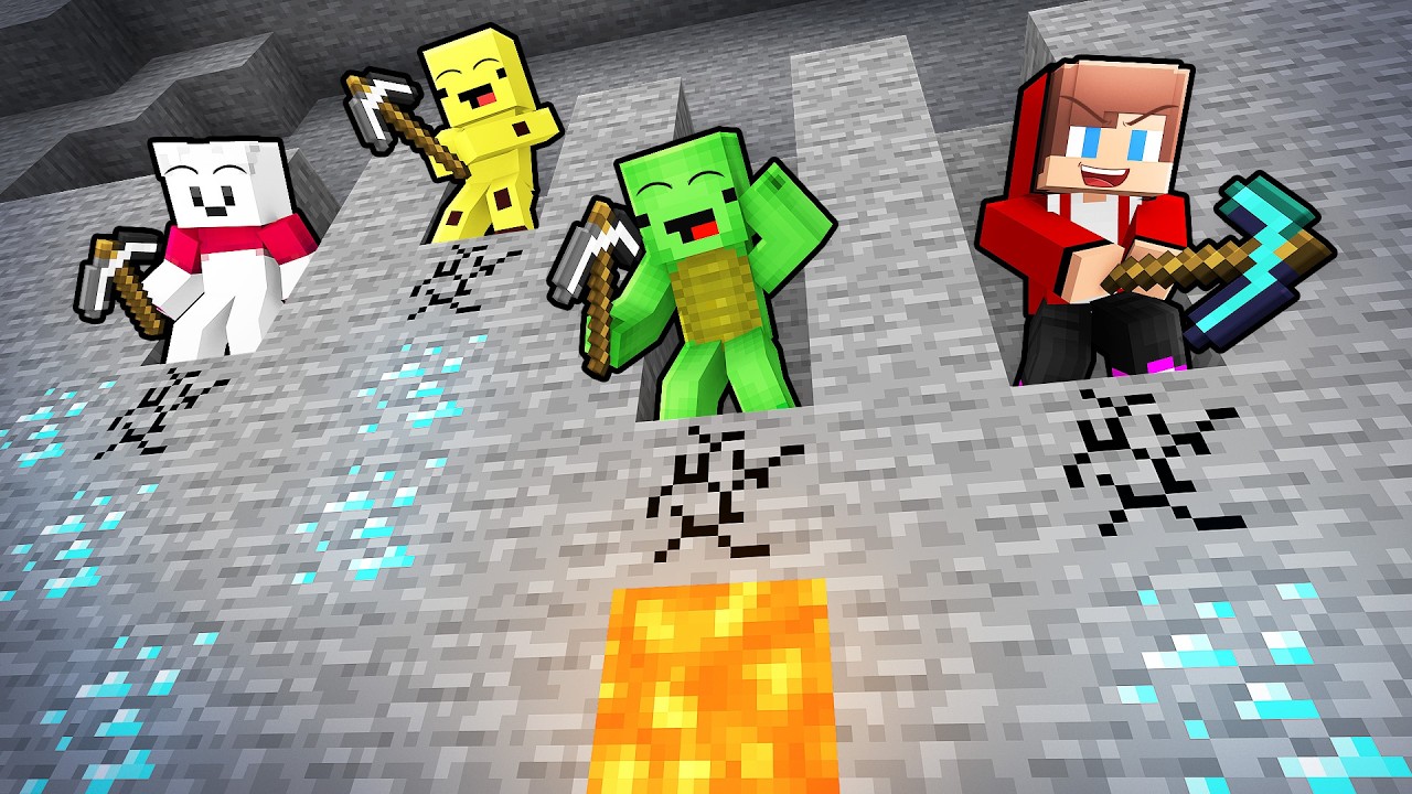 JJ and Mikey vs Friends In DIAMOND RACE in Minecraft!