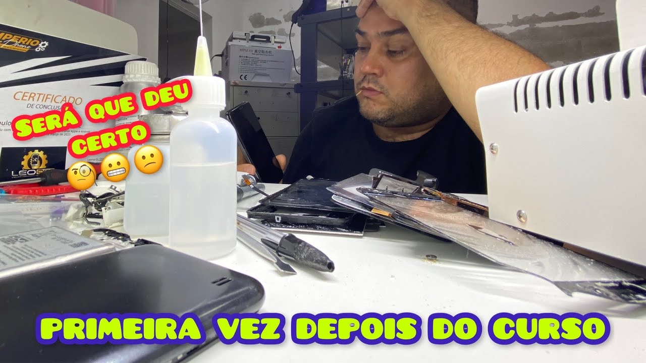só o vidro do IPhone 8 pela primeira vez 😬 DUDACELL - treinando após o curso.
