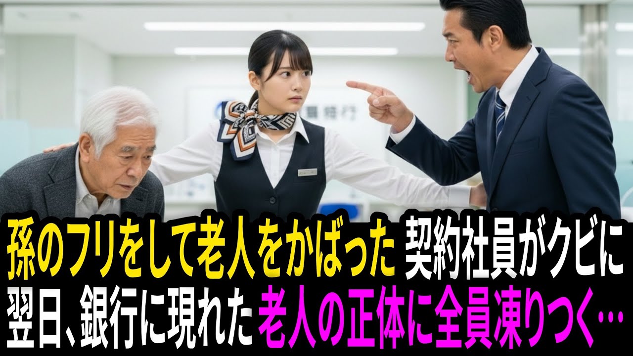 銀行で嘲笑された老人を「おじいちゃん！」と庇った契約社員。クビ目前の彼女の前に現れた老人の正体に、支店が凍りつく…｜朗読