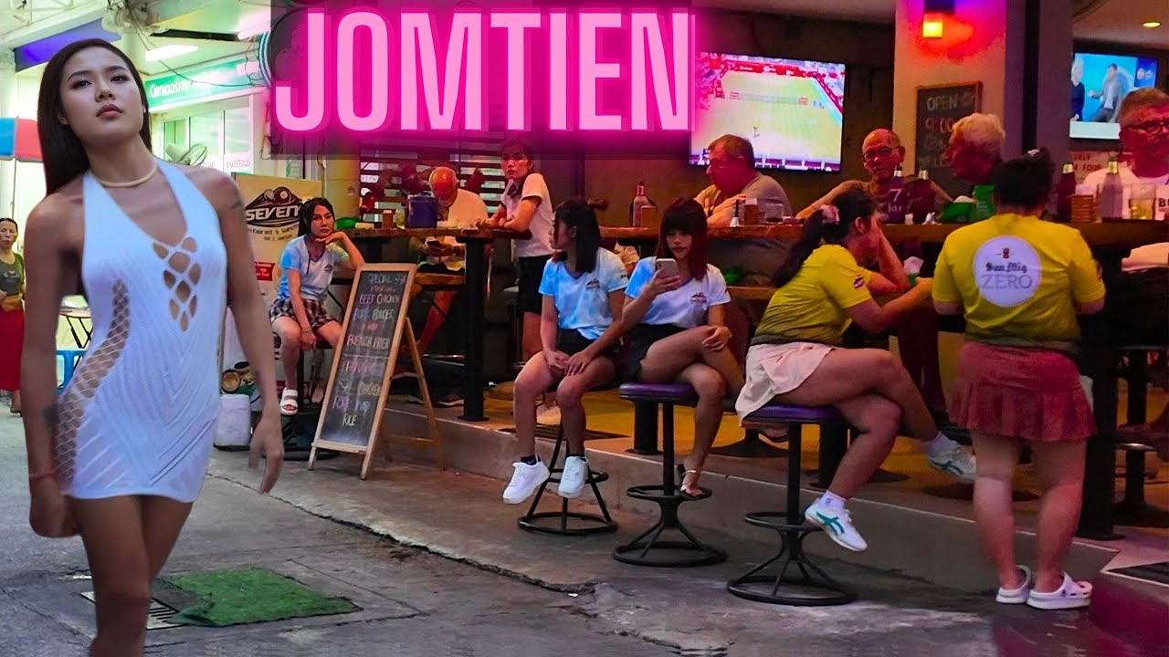 [4K] Evening Walk in Jomtien Beach, Pattaya - Jomtien Nightlife, Beach Road, and Vibrant Atmosphere