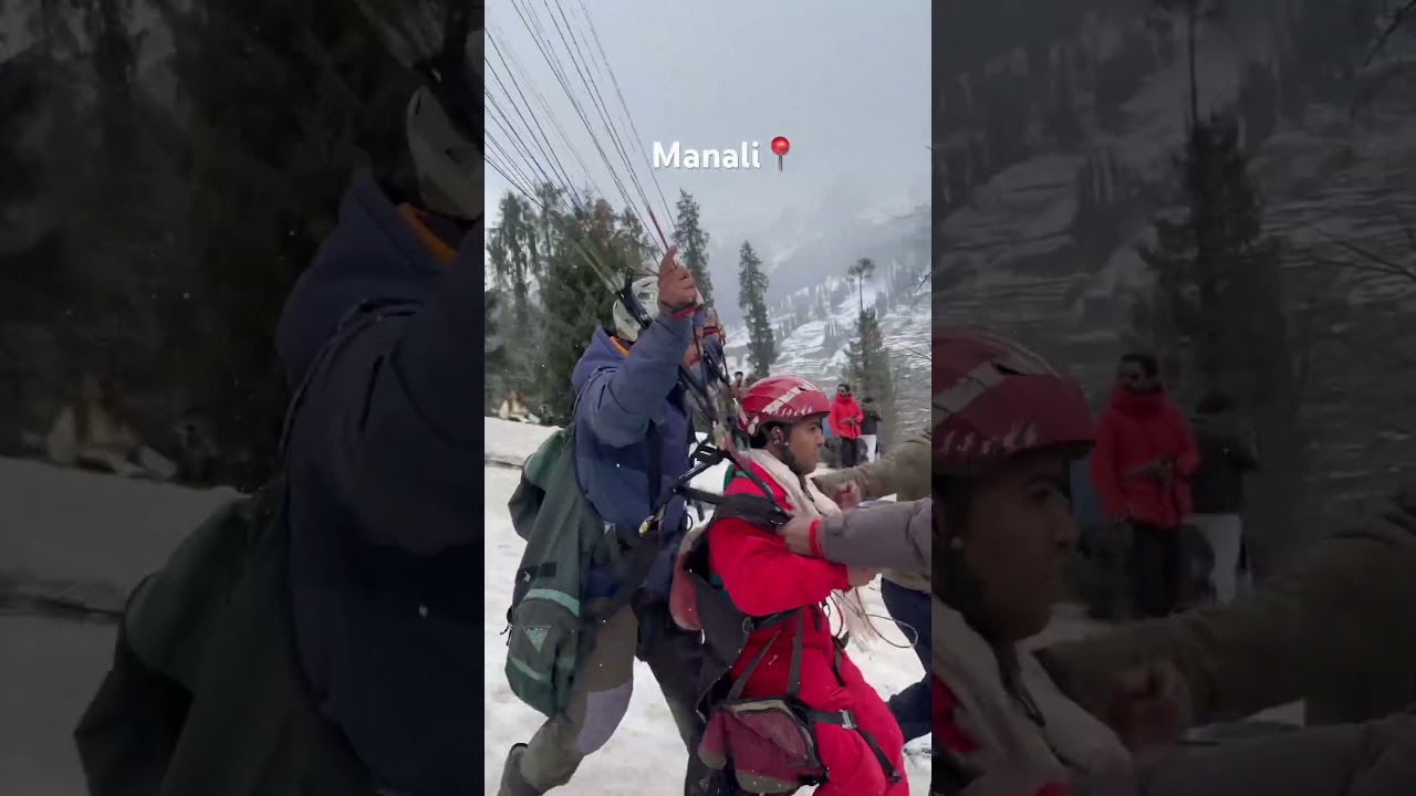 Paragliding in manali #paraglidingfun #adventureactivities #paraglidinglove #adventuresports #snow
