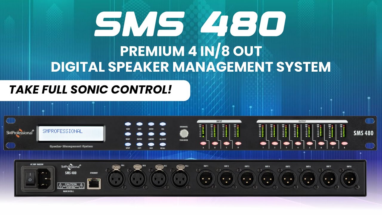 SMS 480 - 4 IN / 8 OUT Digital #SpeakerManagementSystem w/ 16-band PEQ, XOver, PC App & More