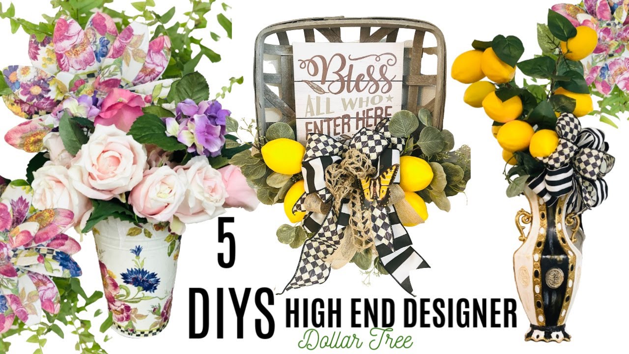 5 DIY DOLLAR TREE HIGH END DESIGNER DECOR CRAFTS🍋WREATH/Mackenzie Child's Olivia's Romantic Home DIY