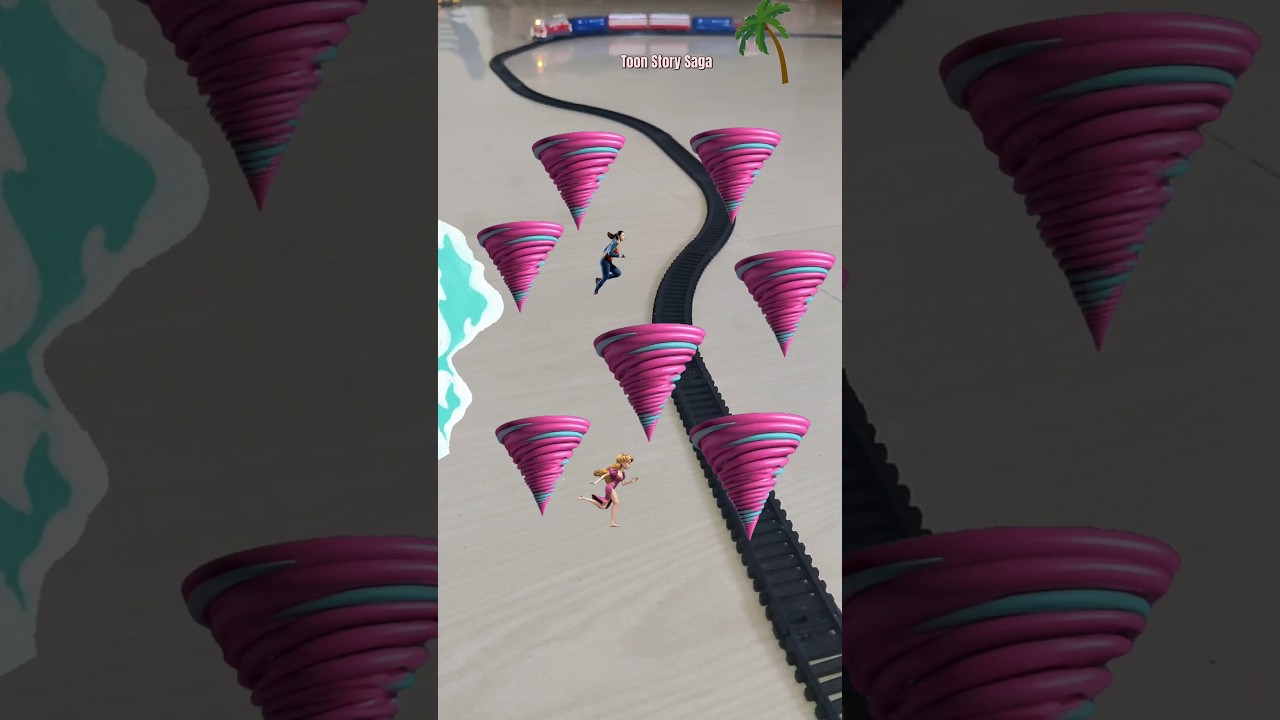 Pink Tornadoes 🌪️ are crossing the beach 🏖️ ⛱️ and the train is approaching fast | Tornado 360 🌪️🌀