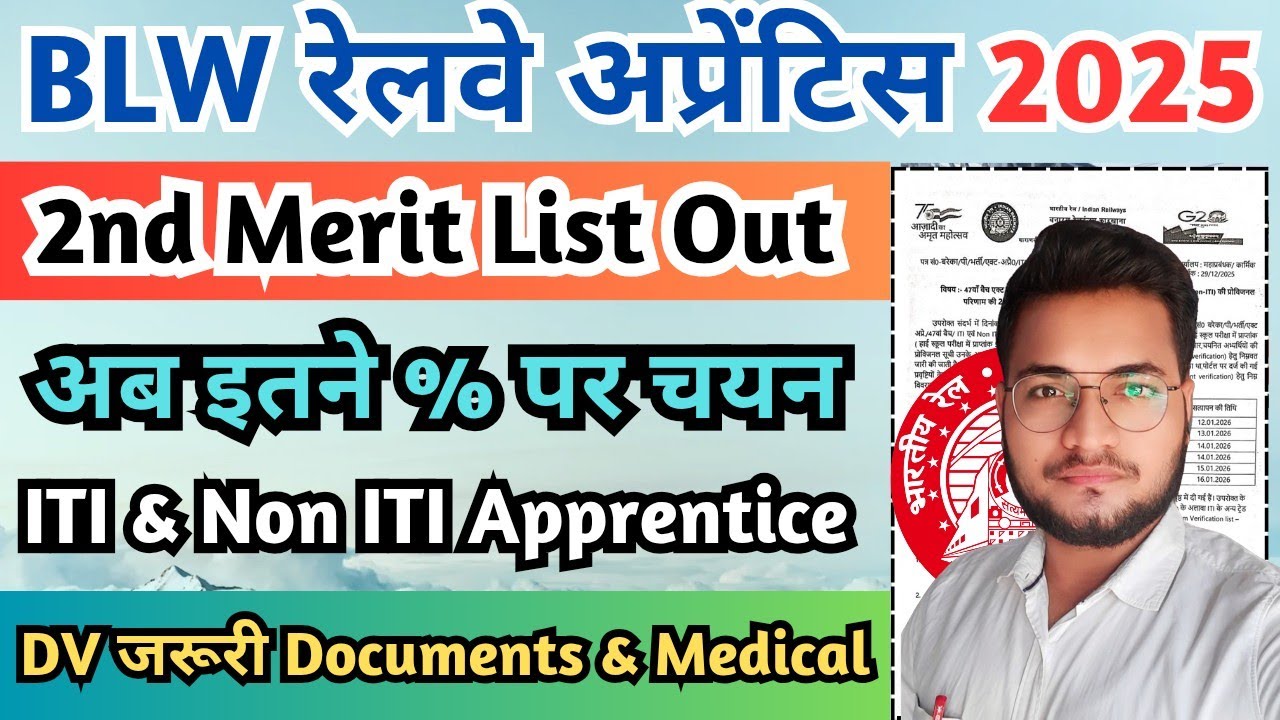Railway Apprentice 2nd Merit List 2025, BLW Varanasi Apprentice 2nd Merit List & Cut Off 2025