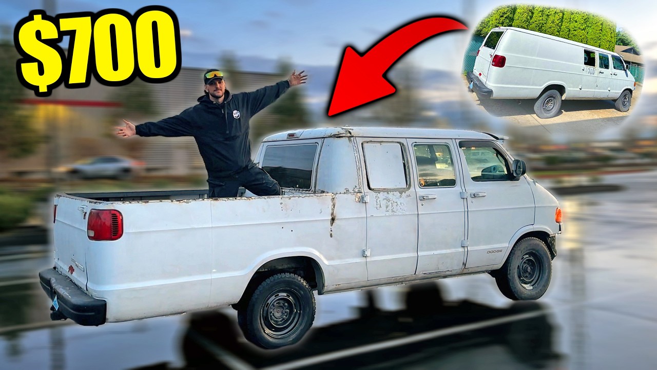 Turning a $700 Van into the Ultimate MegaCab truck in 12 Minutes!