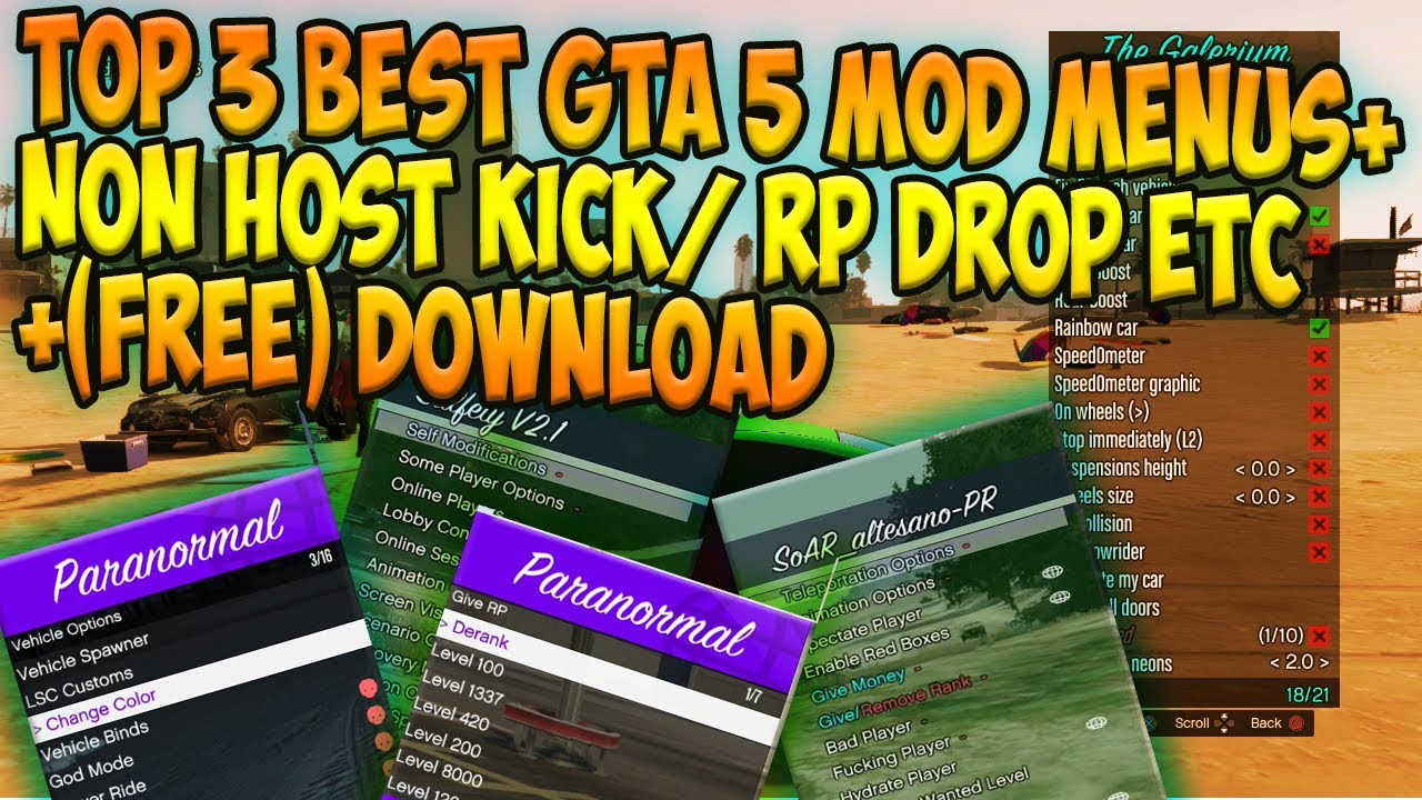 (PS3/GTA 5) TOP 3 BEST Mod Menus Give-RP/Non-Host Kick + (FREE) Download