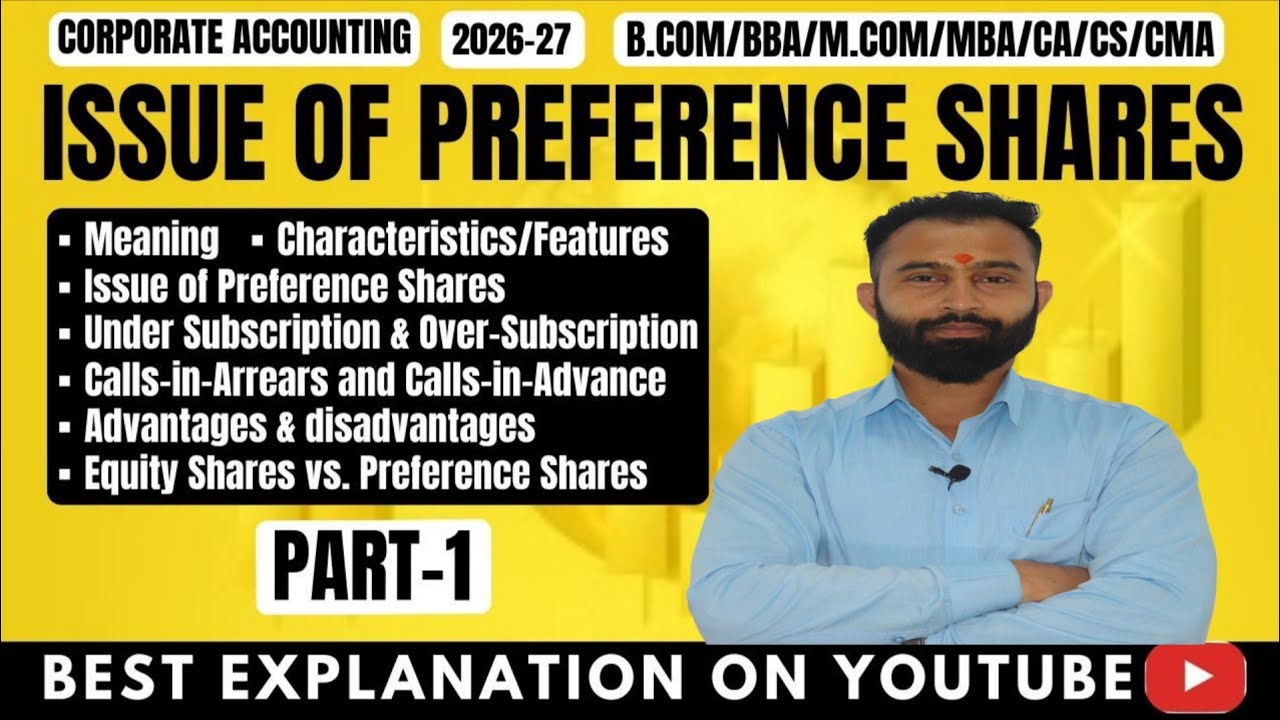 Issue of Preference Shares | Meaning | Features | Advantages | Equity Shares vs Pref. Share | Part-1